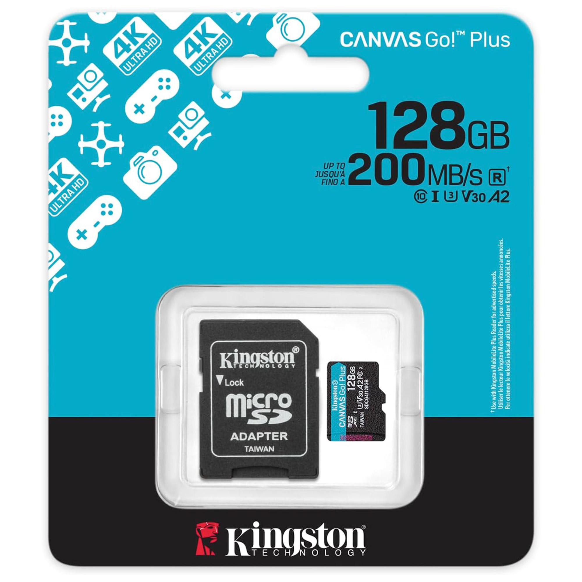 Memory Card Reader Kingston 128GB Canvas GO! Plus microSD