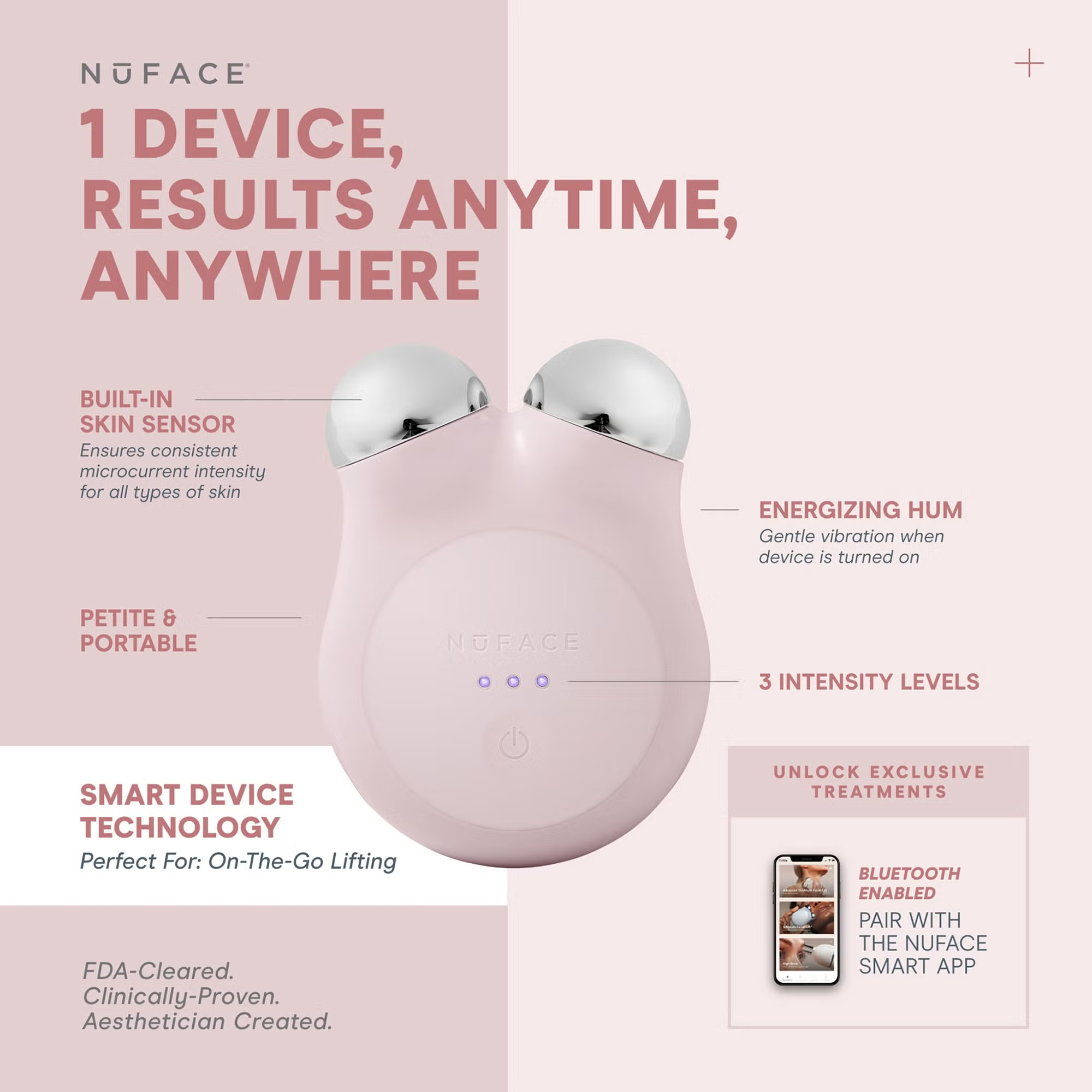 Mikrostrujni uređaj za tretman kože NuFACE Mini+®Starter Kit - Sandy Rose