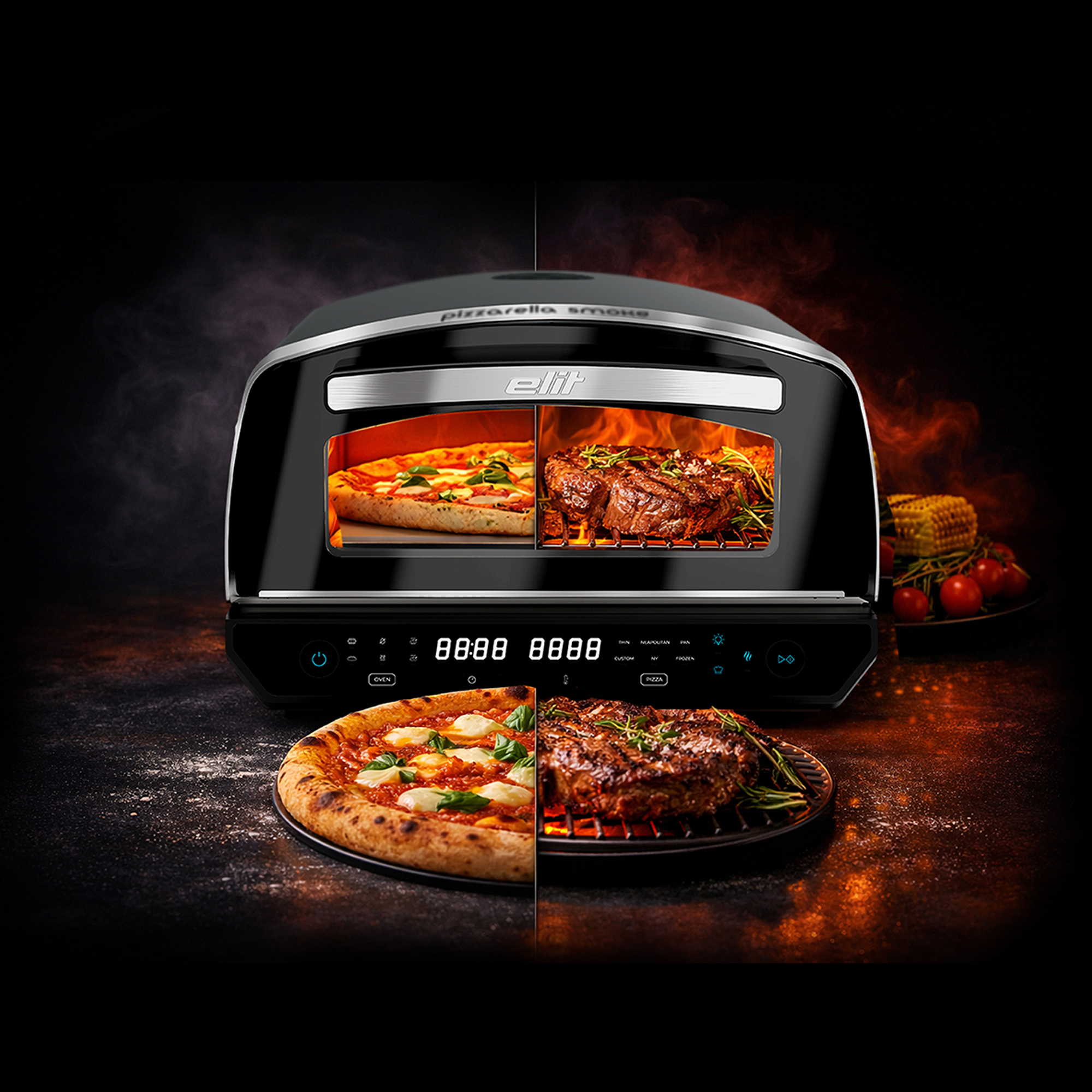 Električni pekač za pizzu & grill Elit Pizzarella Smoke