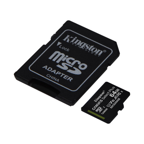 Memory Card Kingston SD Micro 64GB Class 10 UHS-I Canvas Plus + SD adapter