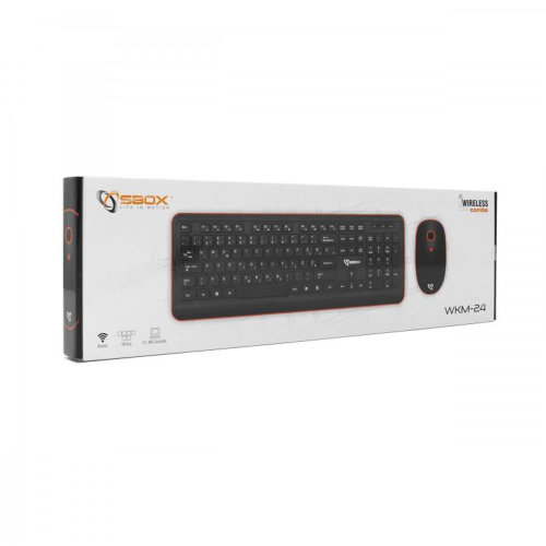 Tastatura + Miš SBOX WKM-24 Crno-Sivi / Bežični HR