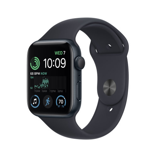 Apple Watch SE2 GPS 44mm Midnight Aluminium Case with Midnight Sport Band - Regular - mnk03se/a
