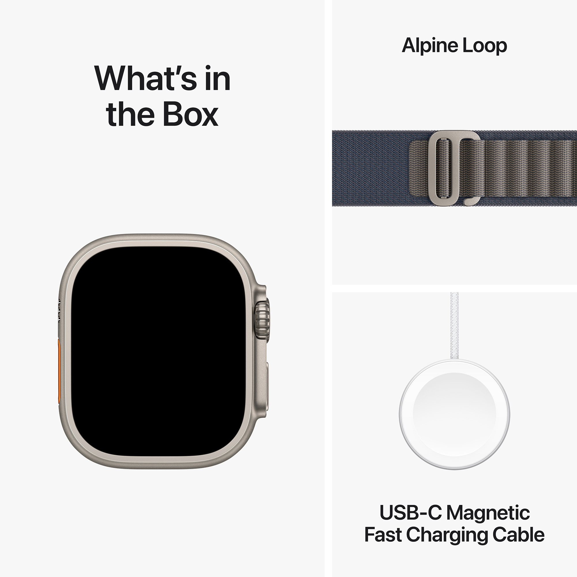 Apple Watch Ultra2 Cellular, 49mm Titanium Case w Blue Alpine Loop - Medium