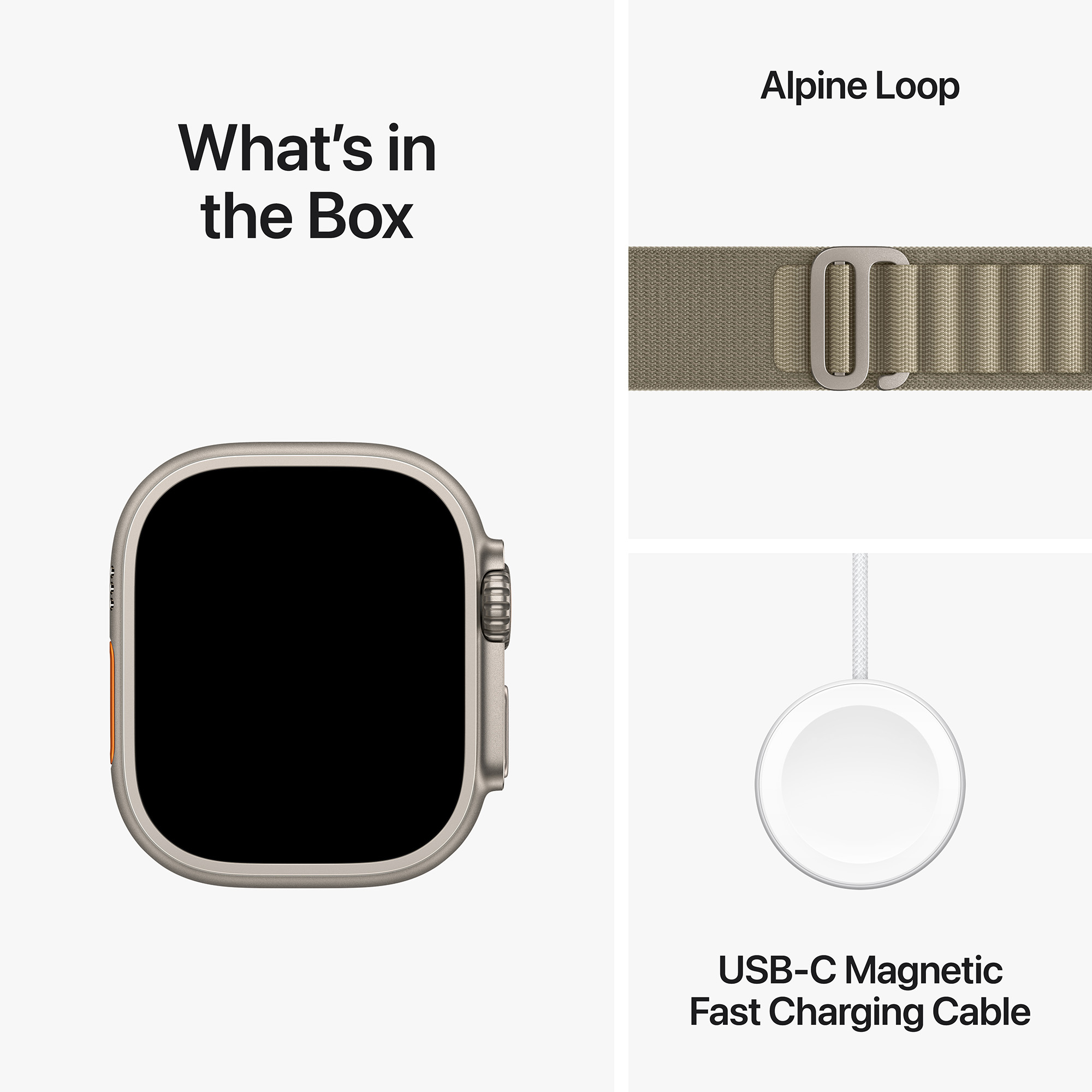 Apple Watch Ultra2 Cellular, 49mm Titanium Case w Olive Alpine Loop - Large
