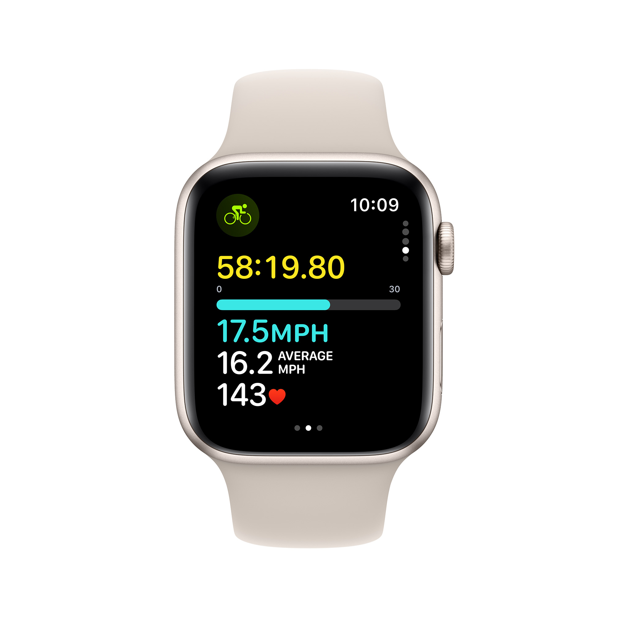 Apple Watch SE GPS (2. gen) 44mm Starlight Aluminium Case with Starlight Sport Band - S/M