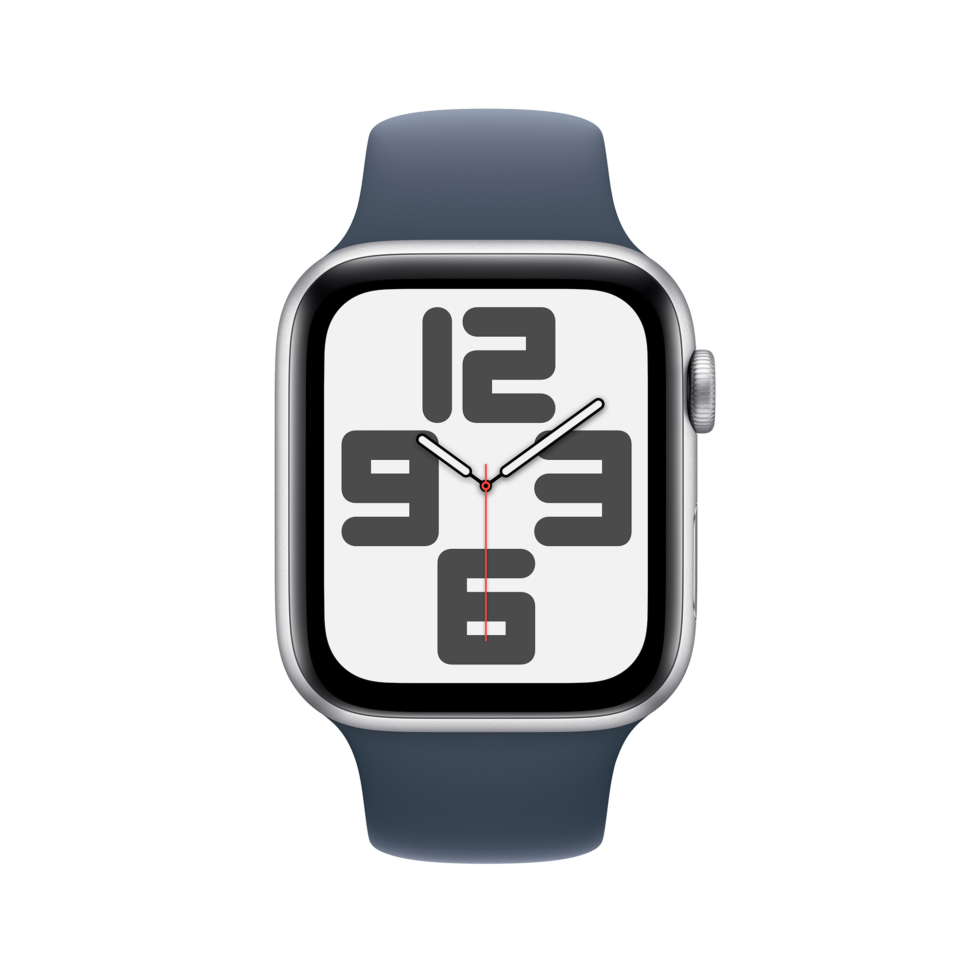 Apple Watch SE GPS (2. gen) 44mm Silver Aluminium Case with Storm Blue Sport Band - S/M