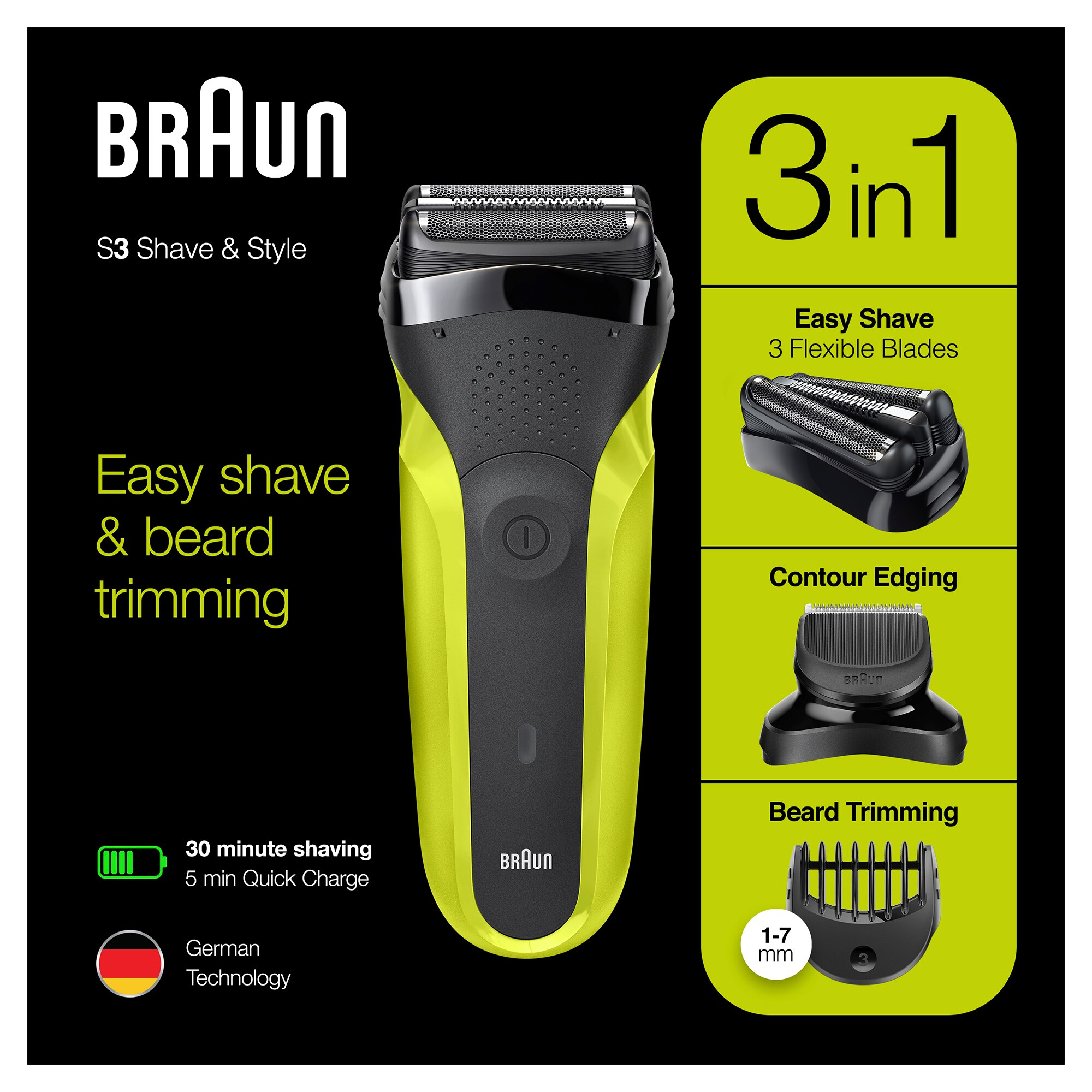 Aparat za brijanje Braun 300 Black/Green