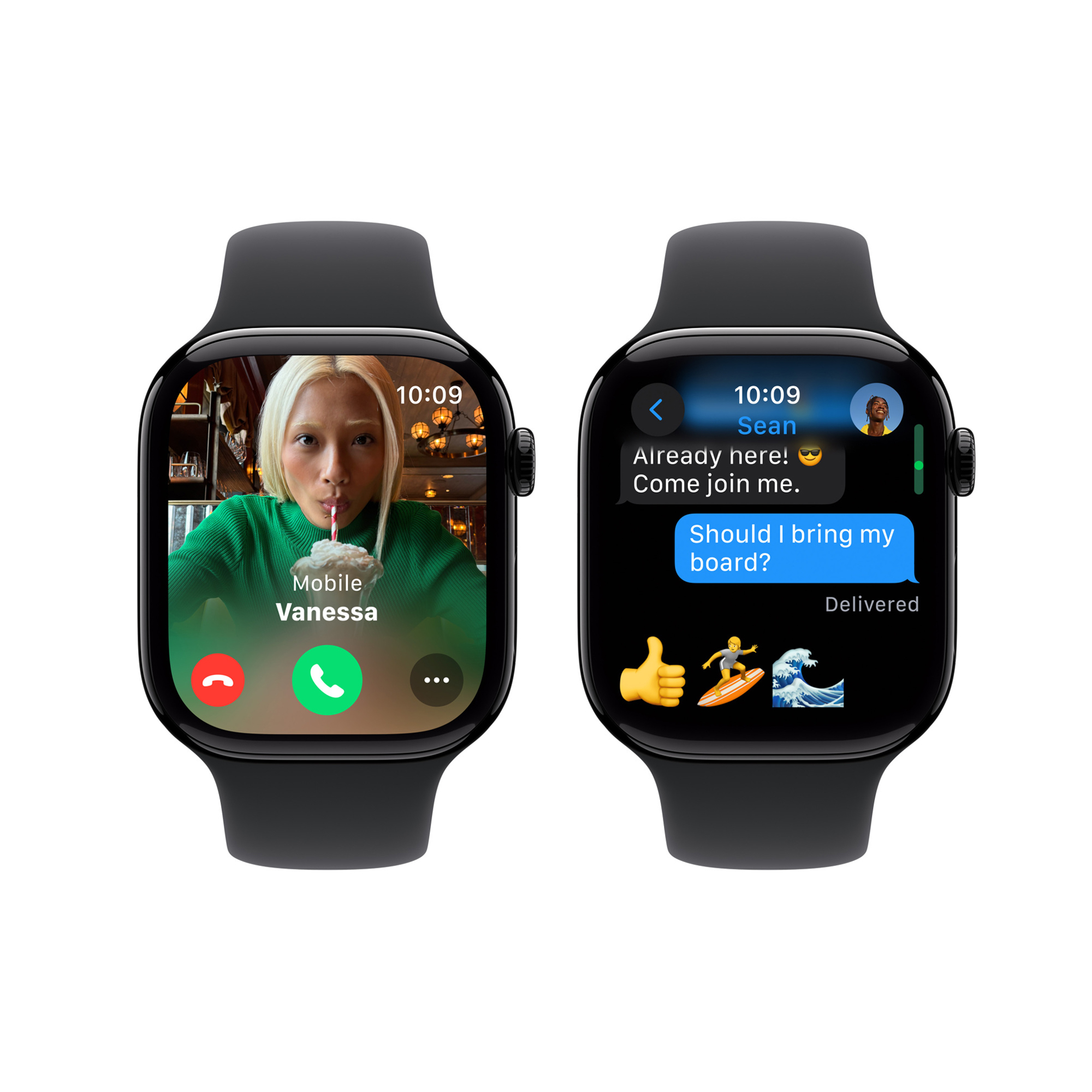 Apple Watch S10 GPS 46mm Jet Black Alu Case with Black Sport Band - S/M