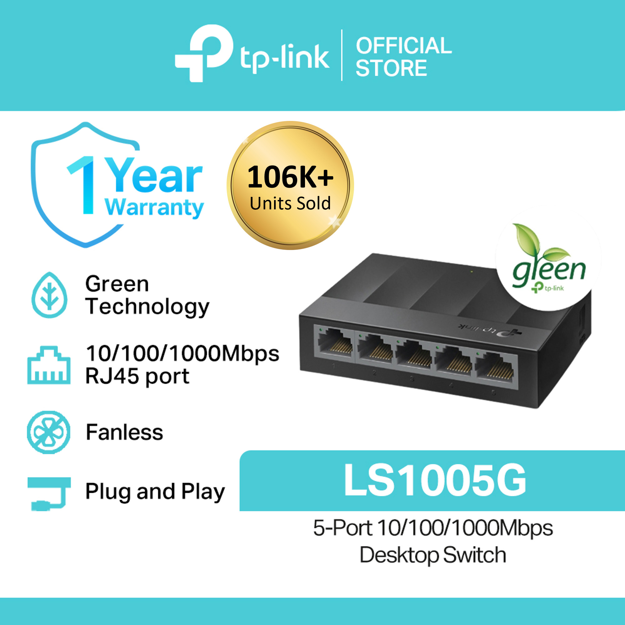 Switch TP-Link LS1005G 5-Port 10/100/1000Mbps