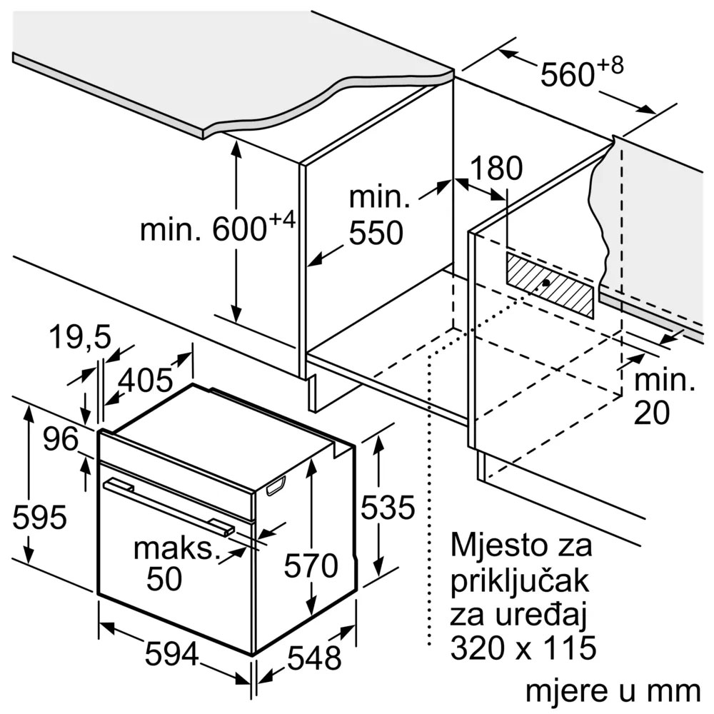 Ugradbena pećnica Bosch HBA514BB3