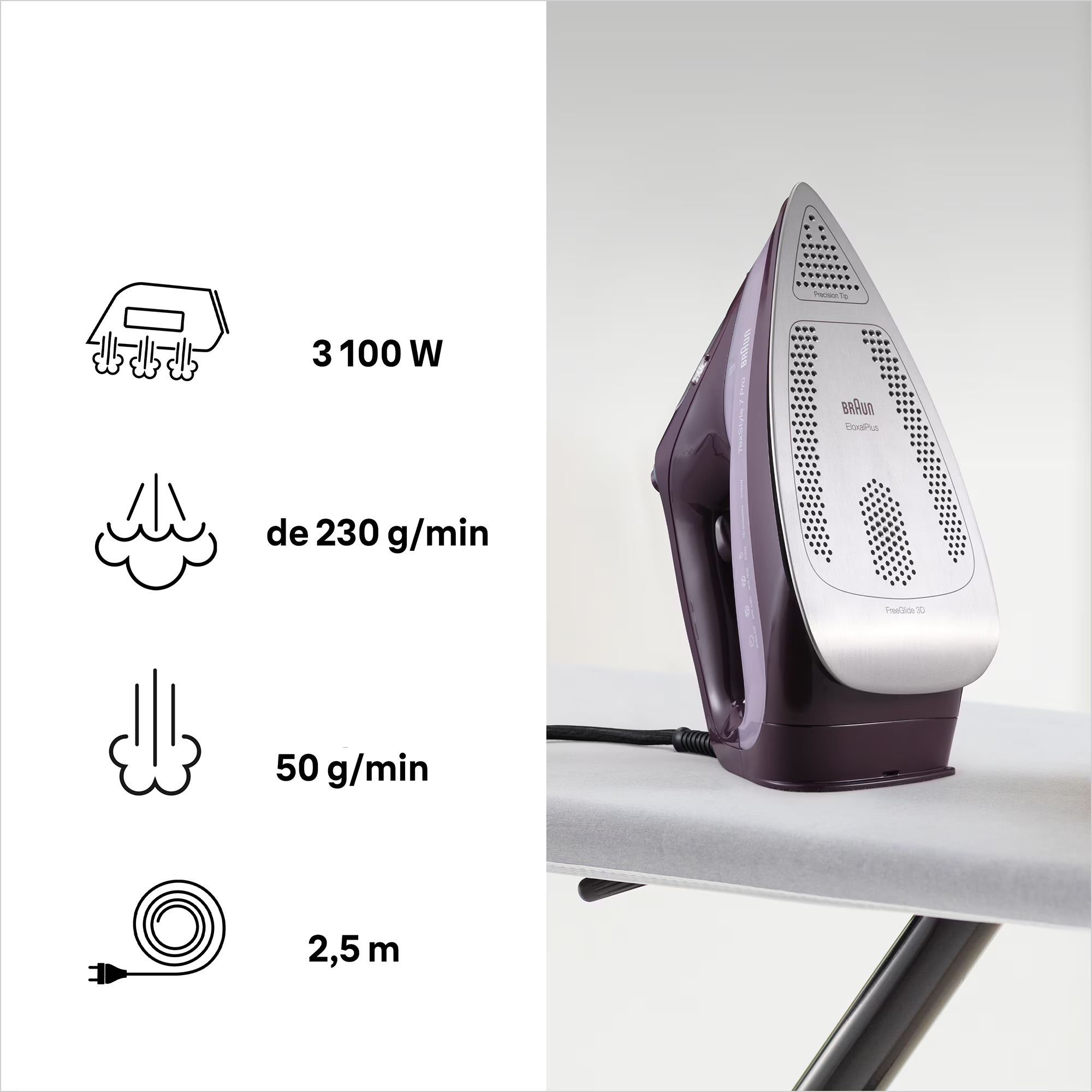 Pegla Braun TexStyle 7 Pro SI7181 3100W 230g/min Violet