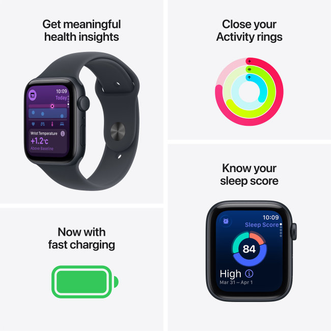 Apple Watch SE 3 GPS 44mm Midnight Aluminium Case with Midnight Sport Band - M/L