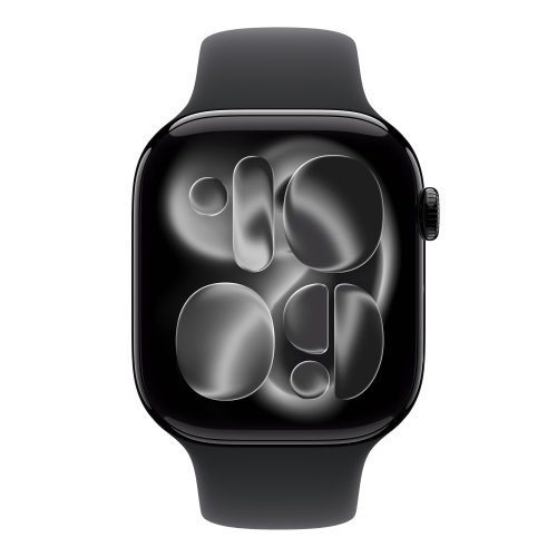 Apple Watch Series 11 GPS 46mm Jet Black Aluminium Case with Black Sport Band - M/L