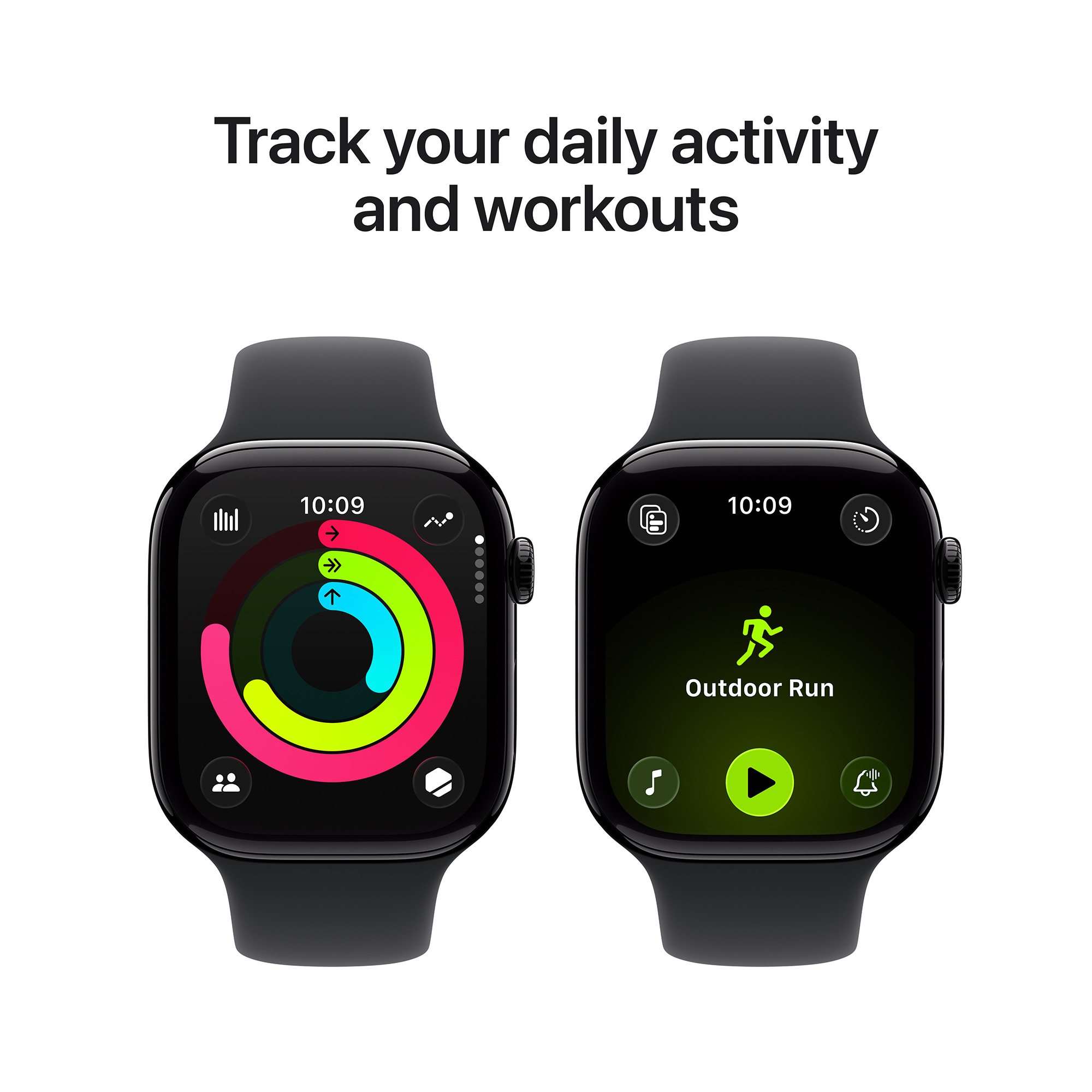 Apple Watch Series 11 GPS 42mm Jet Black Aluminium Case with Black Sport Band - S/M