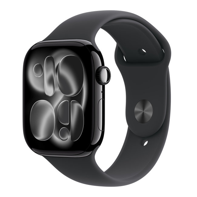 Apple Watch Series 11 GPS 42mm Jet Black Aluminium Case with Black Sport Band - S/M