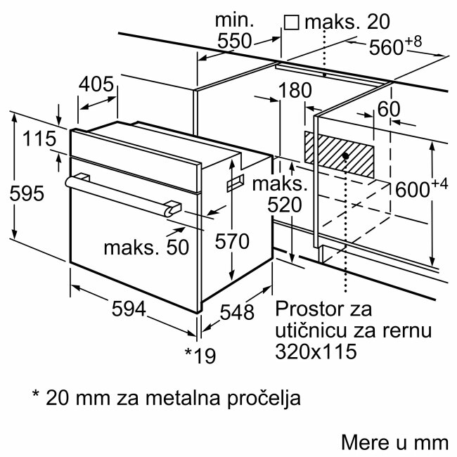 Ugradbena pećnica Bosch HBF154ES0